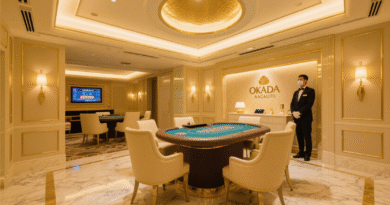 마닐라 오카다 VIP 바카라룸 내부, 대리석 인테리어와 전용 게임 테이블